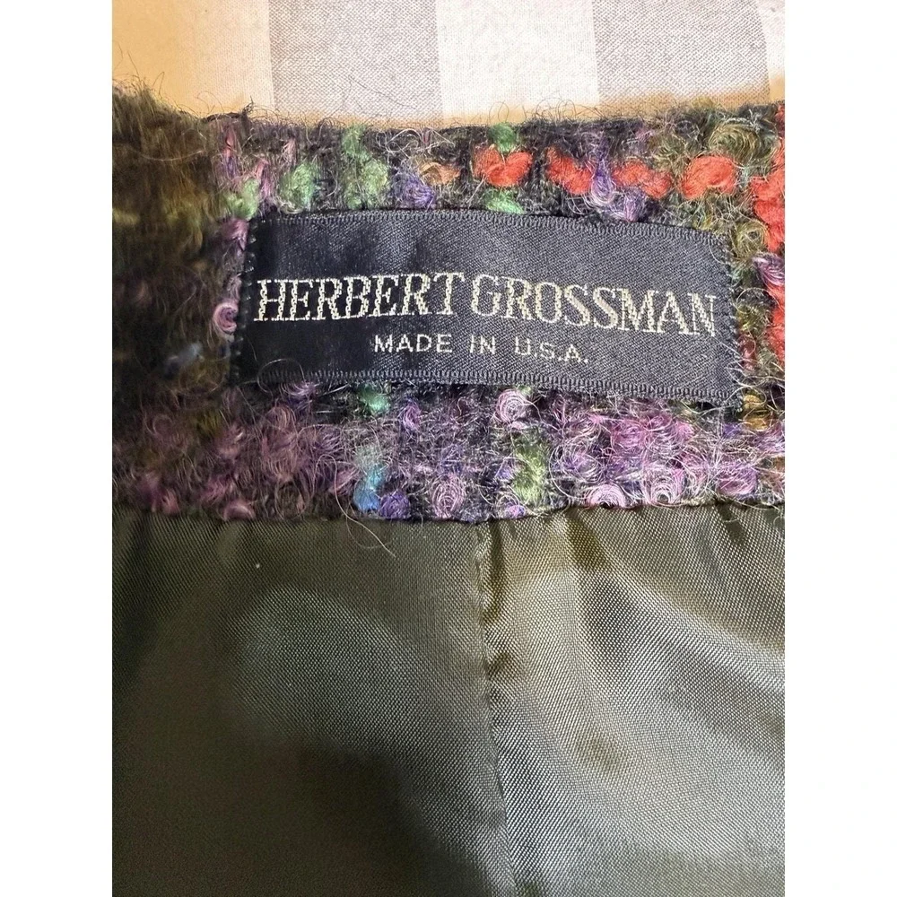 Vtg Herbert Grossman Mohair Wool Tweed Jacket~Sz 6~Plaid Old‎ Money Classic USA